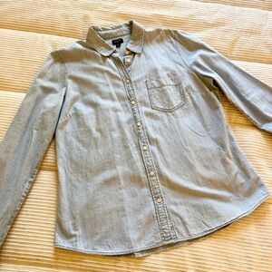 J. Crew Factory Blue Chambray Button Down Blouse L